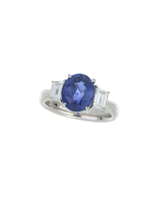 Oval Blue Sapphire Platinum Ring for Proposal Day
