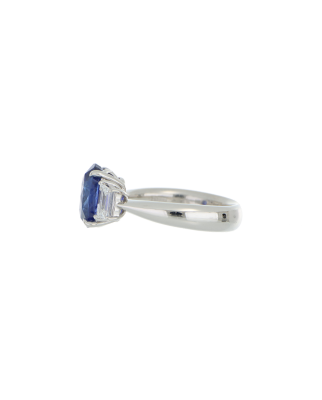 Oval Blue Sapphire Platinum Ring for Proposal Day