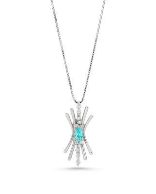 Paraiba Pendant In Pear-Cut With Platinum Necklace