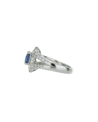 40231  Platinum Blue Sapphire & Diamond Ring  1.11ct Center Stone