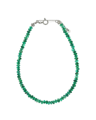 Platinum Bracelet with Green Bead Gemstone