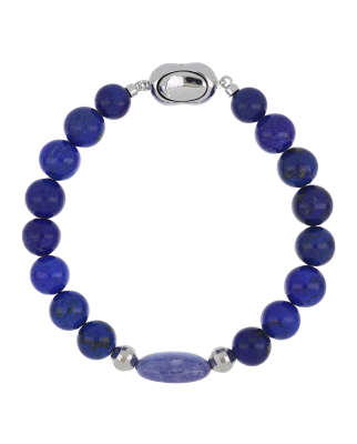 Fine Lapis Lazuli Beaded Bracelet with Silver Accents