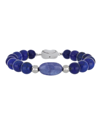 Fine Lapis Lazuli Beaded Bracelet with Silver Accents