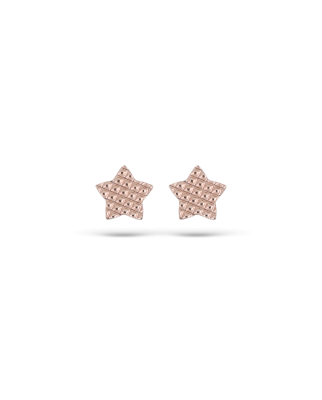 Sparkling Stud Earrings with Pink Gold Star