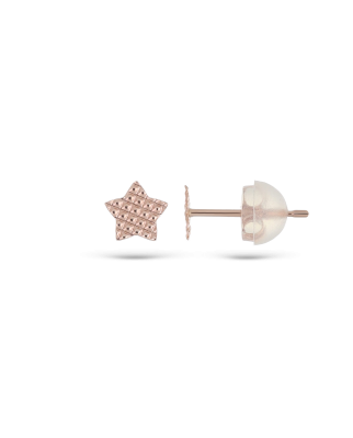 Sparkling Stud Earrings with Pink Gold Star
