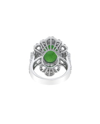 Jade Platinum Ring With Designer Diamond Halo