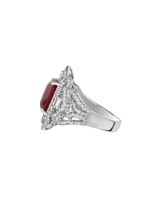 Ruby No Heat Ring With Designer Platinum Band