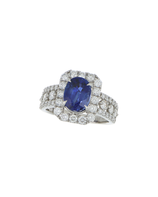 40103 Platinum Pear Sapphire Ring  Diamond Accents – 3.59ct Sapphire