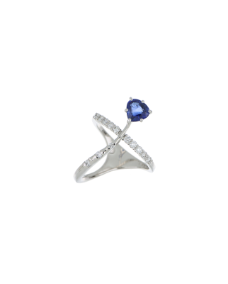 40109 Platinum Pear-Cut Sapphire Ring with Diamond Accents – 1.21ct