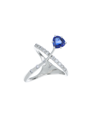 Natural Pear-Shaped Sapphire Ring With Crossover Band