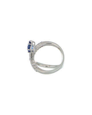 40109 Platinum Pear-Cut Sapphire Ring with Diamond Accents – 1.21ct