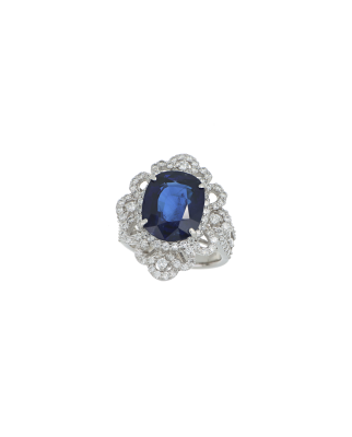 40060 Sapphire Platinum Statement Ring 11.23ct Sapphire & 2.13ct Diamonds