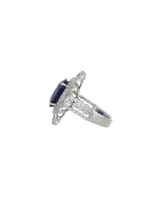 40060 Sapphire Platinum Statement Ring 11.23ct Sapphire & 2.13ct Diamonds