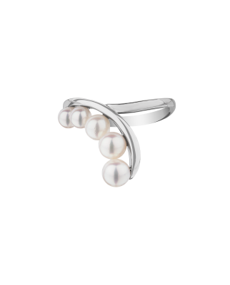 Platinum Akoya Baby Pearl Curved Ring 3ct