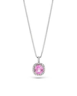 Rare Padparadscha Sapphire Pendant With Accented Diamonds
