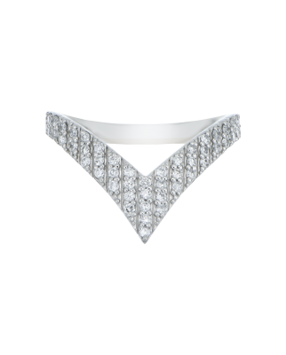 V-Shaped Diamond Multi-Stone Ring for Women