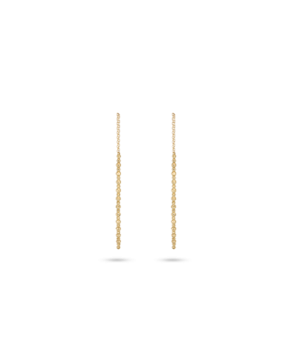 Yellow Gold Linear Drop Earrings Contemporary Design