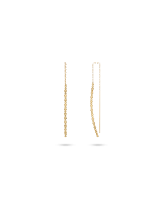 Yellow Gold Linear Drop Earrings Contemporary Design