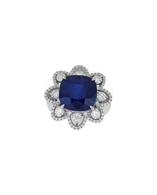 Sri Lankan Sapphire Platinum Ring In Corn Flower Blue