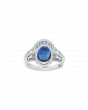 Blue Sapphire Platinum Ring With Diamond Halo