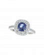 Sri Lankan Sapphire Ring In Platinum with Diamond Halo