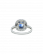 Sri Lankan Sapphire Ring In Platinum with Diamond Halo