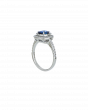 Sri Lankan Sapphire Ring In Platinum with Diamond Halo