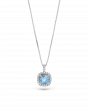 Aquamarine Stone Pendant With Platinum Necklace In Light Blue
