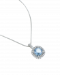 Aquamarine Stone Pendant With Platinum Necklace In Light Blue
