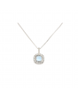 Aquamarine Stone Pendant With Platinum Necklace In Light Blue
