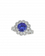 Platinum 900 Tanzanite Halo Ring with Diamond Accents