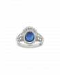 Oval Sapphire and Diamond Halo Ring 3.8 ct Sapphire in Platinum 900