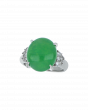 Jade Oval Motif Ring With Bold Platinum Band