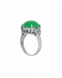 Jade Oval Motif Ring With Bold Platinum Band