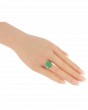 Jade Oval Motif Ring With Bold Platinum Band