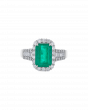 Platinum Emerald Wedding Ring With Diamond Accents