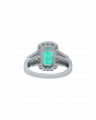 Platinum Emerald Wedding Ring With Diamond Accents