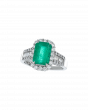 Platinum Emerald Wedding Ring With Diamond Accents