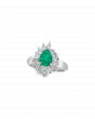 Natural Pear-Cut Emerald Ring With Platinum Band