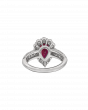 Pear-Cut No Heat Ruby Ring With Platinum 900