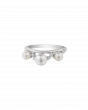 Platinum Akoya Baby Pearl Three-Stone Ring - Round Pearls