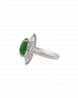 Platinum Jade Gemstone Ring In Oval-Cut