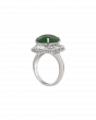 Platinum Jade Gemstone Ring In Oval-Cut