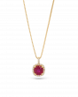 18K Yellow Gold Chain With Red Ruby Pendant