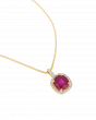 18K Yellow Gold Chain With Red Ruby Pendant