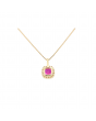 18K Yellow Gold Chain With Red Ruby Pendant