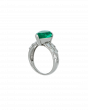 Natural Emerald Ring with Baguette Diamond Accents