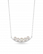 Platinum Akoya Pearl Curved Bar Pendant Necklace