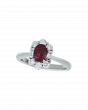 Oval Ruby Platinum Ring In Minimal Diamond Detailing