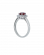 Oval Ruby Platinum Ring In Minimal Diamond Detailing